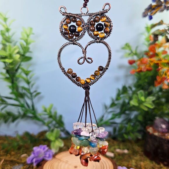 Handmade Tiger's Eye Crystal Owl Décor #53 - Picture 1 of 2